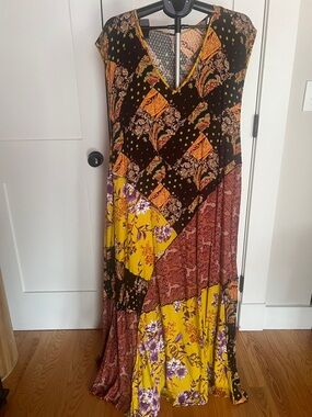 Free People Paisley Patchwork Maxi Dress - Yellow, Brown, Black, Purple